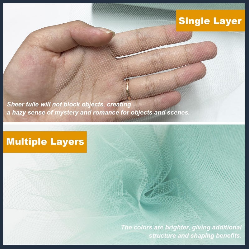 Ableme Deco Tulle Fabric Roll 6 Inch by 100 Yards (300 ft) Tulle Ribbon Sheer Mesh Netting for DIY Tutu Skirt Gift Wrapping Wedding Baby Shower Birthday Halloween Party Decorations Crafts, 34 Colors (Aqua Blue) - Image 4